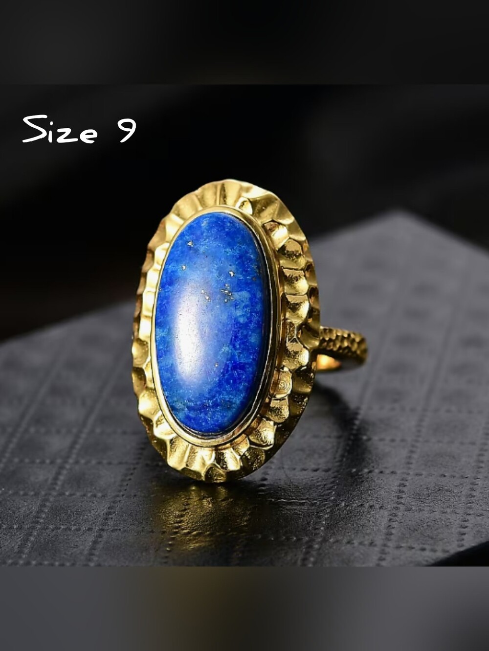 Evertrue® Lapis Lazuli Lagoon ring, Sz.9. 18k YG plated